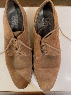 Barneys New York CO-OP Men's Tan Suede Lace-Up Shoes